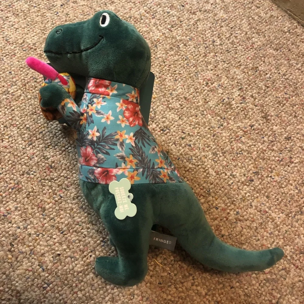 🆕 It’s 5 o Clock Somewhere T Rex Plush Dog Toy